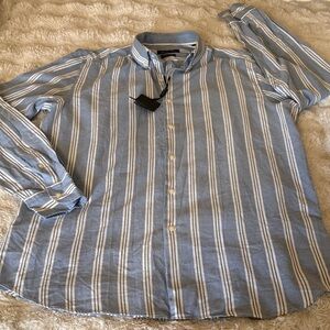 Massimo Dutti Blue Striped Men's Shirt size XL
